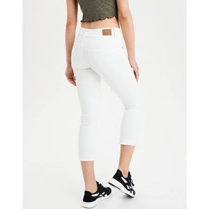 American Eagle Artist Crop Stretch White Jeans
